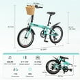 thumbnail image 5 of imerelez Urban Commuter Folding Bike 20 Inch Green, 6-Speed with Basket & Fenders, Portable Steel Frame Bicycle, 5 of 8