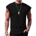 thumbnail image 4 of Mens Sleeveless Shirts Cotton Workout Tank Tops Cut Off Shirts Gym Muscle Loose Fit Tee Black XL, 4 of 4