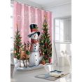 thumbnail image 3 of Fsddascl Pink Christmas Shower Curtain Set - Extra Long 72" x 96" Washable Bathtub Curtain with 12 Hooks, Xmas Snowman Tree Elk Snowflake Waterproof Fabric Stall Shower Curtains for Bathroom/Bathtub, 3 of 6