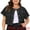 Black, variant on DARING DIVA Women's Plus Size Crew Neck Button Down Cropped Denim Vest 1X Black
