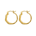 thumbnail image 2 of Gold Plating Earrings for Women,Hammered Small Chunky Hoop Earrings for Women Hypoallergenic Texture Thick Wide, 2 of 9