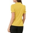 thumbnail image 3 of MODA NOVA Juniors Elegant Bow Tie Neck Short Sleeve Office Work Blouse, 3 of 6