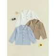 thumbnail image 3 of BemeyourBBs Toddler Baby Boys Button Down Up Shirt Kids Dress Shirts Cotton Solid Spring Fall Winter Clothes Casual Long Sleeve Shirt With Chest Pockets, 3 of 9