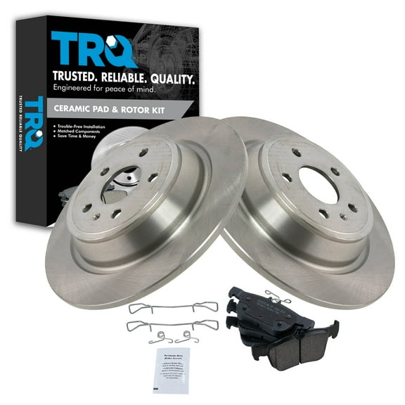 TRQ Rear Brake Pad & Rotor Kit Brake Pads Brake Rotor Ceramic Fits Select 2017-2019 Ford Escape 2013-2018 Fusion 2015-2018 Lincoln MKC 2013-2016 MKZ
