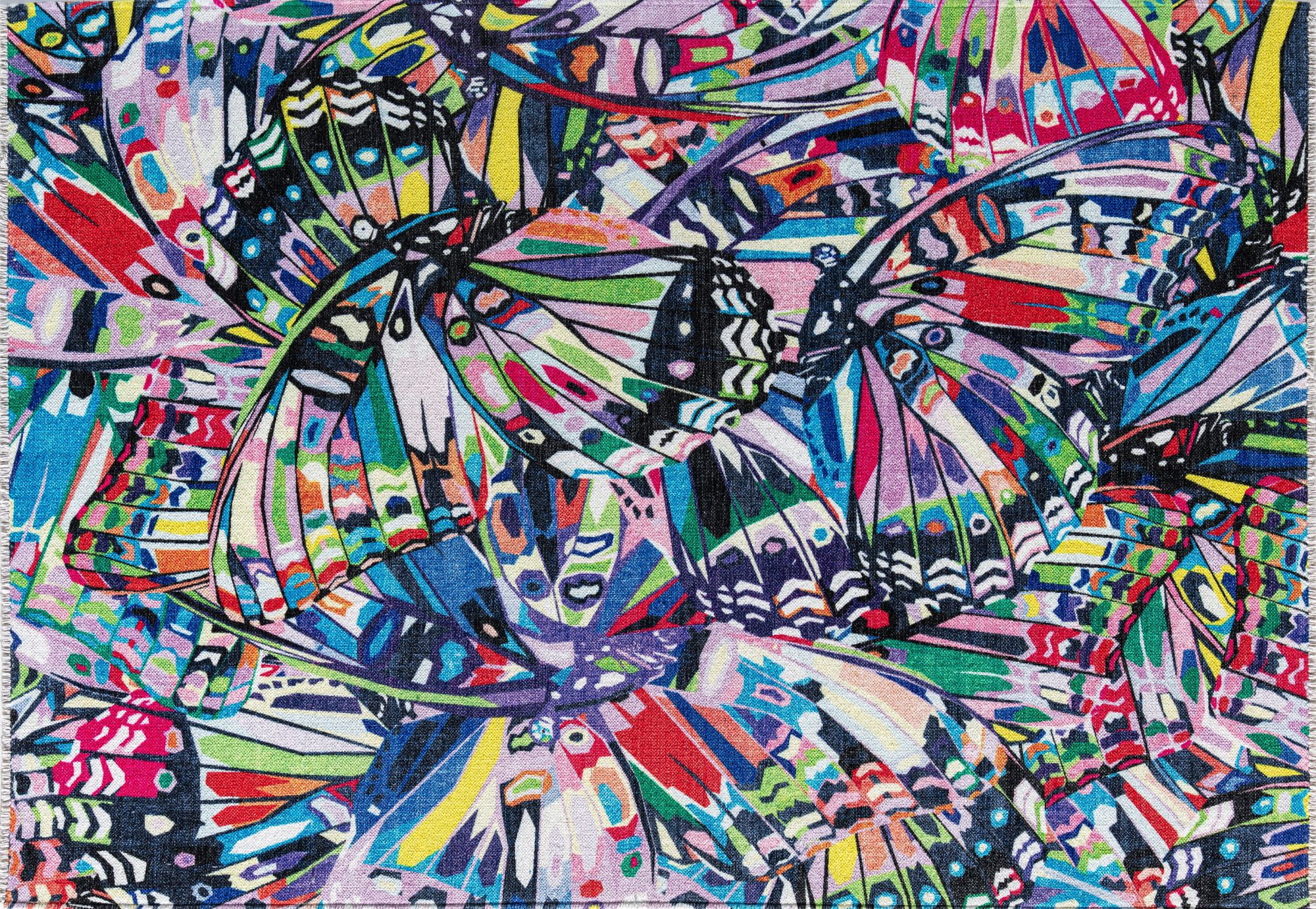 Elizabeth Sutton MI30A Chasing Rainbows Abstract Modern Multicolor Area Rug, 7'10"X10'0"