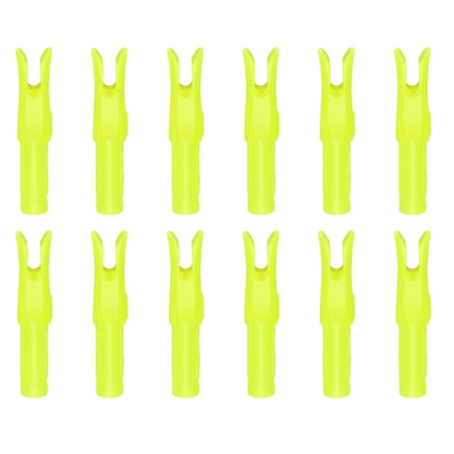 Uxcell Archery Arrow Nocks, Plastic Nocks Replacement Arrows Tail Accessory-Fitting For (DIY Hunting Shooting/Compound/Recurve Bow) 6.2MM/0.24" ID & 12 Pcs & Plastic & Yellow
