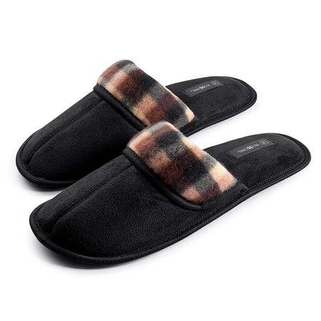

Hendricks Faux Suede Scuff Slide Slipper With Ultra Soft Fabric Stylish Grids Scalloped Clog Slippers&Trade; Small/7-8 DM US Black