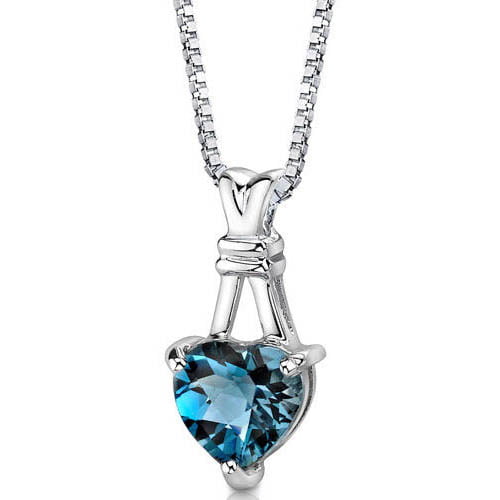 3 ct Heart Shape London Blue Topaz Pendant Necklace in Sterling Silver ...