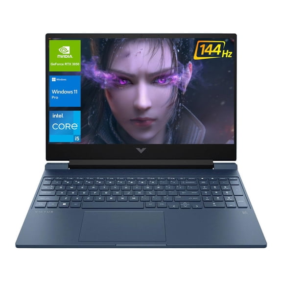 HP Victus 15.6 i5 Premium Gaming Laptop, 15.6" FHD 1920*1080 144Hz, Intel Core i5-12450H, NVIDIA GeForce RTX 3050, 16GB RAM, 1TB SSD, Backlit KB, Touchpad, SD Card Reader, HDMI, Wi-Fi 6, W11 P, Blue