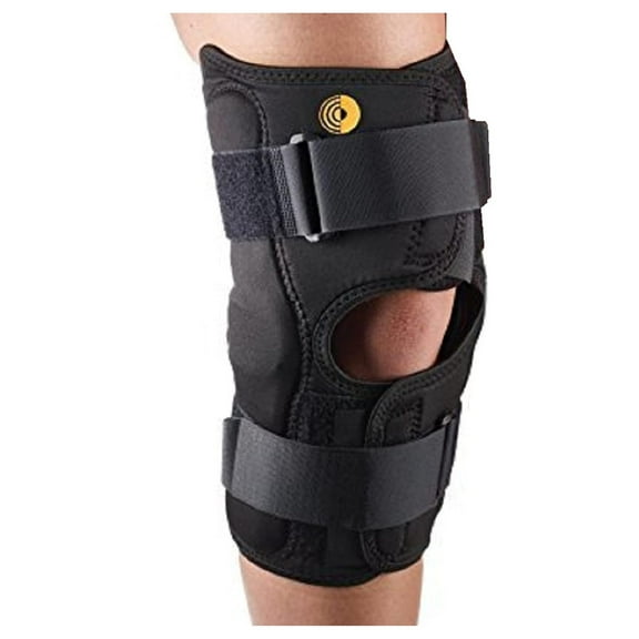 13' CoolTex Anterior Closure Wrap Around Hinged Knee Brace-4XL - Open Popliteal - Black