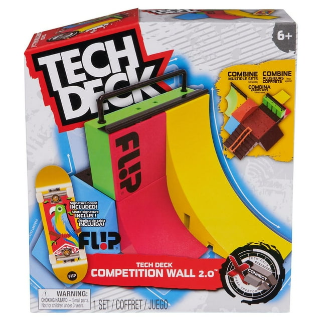 Tech Deck, Competition Wall 2.0 X-Connect Park Creator, Customizable and Buildable Ramp Set with Exclusive Fingerboard, Kids Toy for Boys and Girls Ages 6 and up
