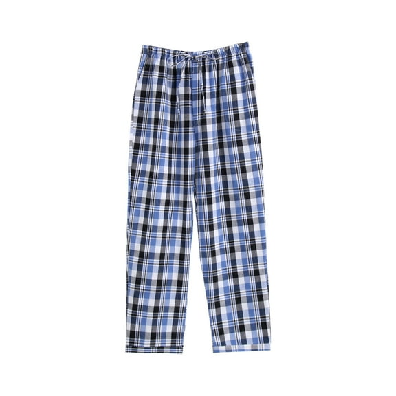 Busydd Men Pajama Pants Trendy Plaid Loungewear Pants Elastic Waist Baggy Casual Pants Lightweight Comfy Straight Leg Pants Drawstring Cotton Sleepwear with Pockets