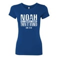 thumbnail image 2 of Wild Bobby Noah Was A Conspiracy Theorist Inspirational/Christian Women Slim Fit Junior Tee, Royal, Medium, 2 of 5