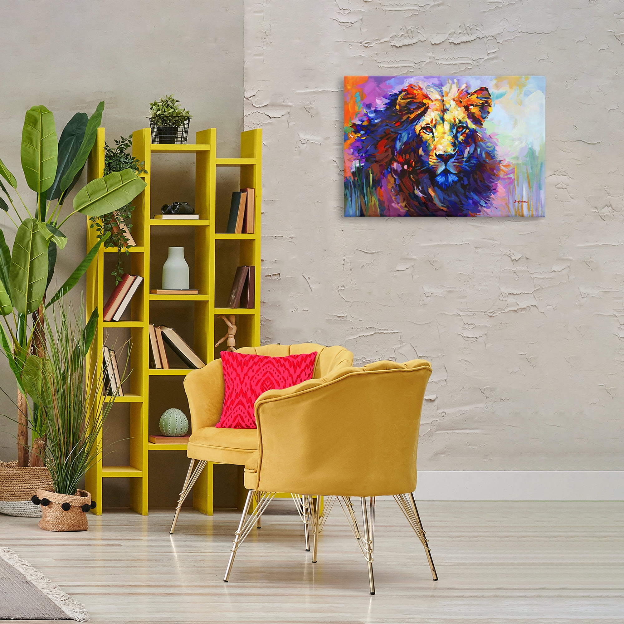 Stupell Industries Paint Strokes Lion Animals & Insects Painting Gallery Wrapped Canvas Art Print Wall Art, 30 x 20