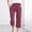 Wine, variant on Sakmal Cotton Linen Womens Capris Straight Leg Stretchy Orange Plus Size Leggings Cropped High Waisted Solid Drawstring Capris