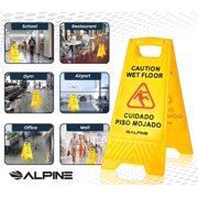 Alpine 24 Inch Caution Wet Floor Sign - Bilingual Safety Warning Sign to Easily Avoid Slippery Accidents in Businesses & High Traffic Areas
