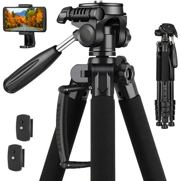 74 inch Camera Tripod for Canon Nikon, DSLR Camera Stand Tripod with Travel Bag and Phone Mount, Lightweight Aluminum Tripod Compatible with All Cameras and Phones,Projector,Webcam,Spotting Scopes