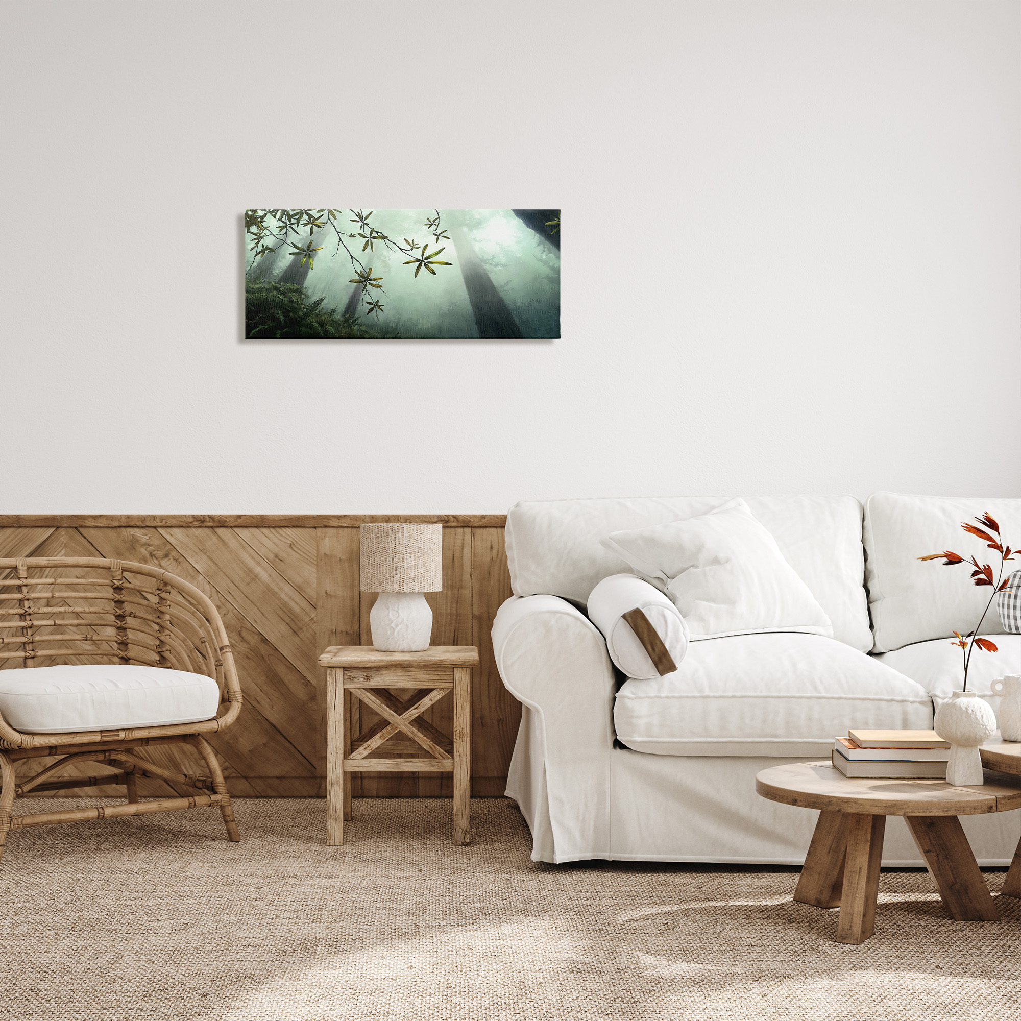 Stupell Industries Sunlit Forest Greenery Landscape Painting Gallery Wrapped Canvas Art Print Wall Art, 30 x 13