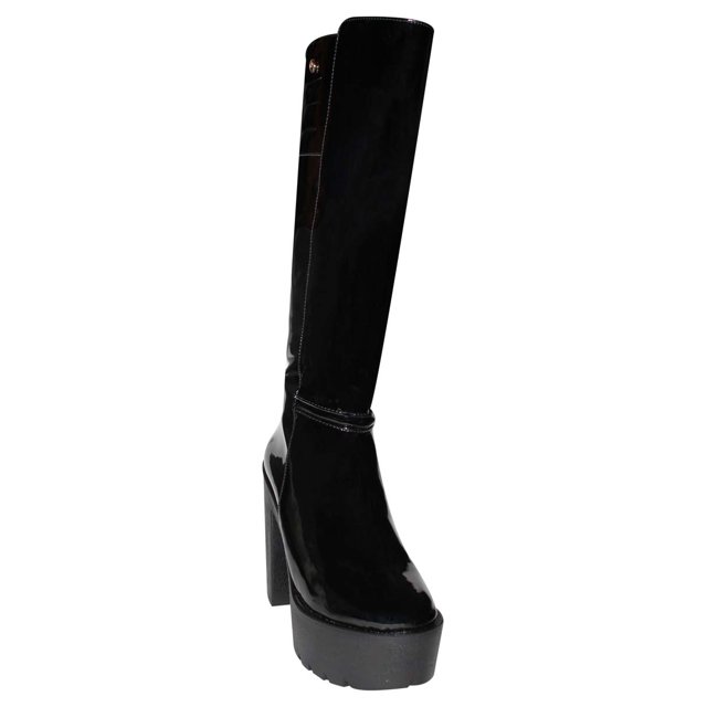 BOTA ALTA LEON MUJER NEGRO CHAROL 416p