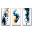 thumbnail image 2 of Designart "Wonders Found Turquoise and Gold Ink Cloud II" Abstract Painting Framed Wall Art Set Of 3 - Turquoise Modern Frame Canvas Set For Living Room Decor, 2 of 6
