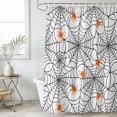 thumbnail image 2 of Halloween Bathroom Shower Curtains with 12 Hooks Polyester Waterproof Shower Curtain for Stalls and Bathtubs Black Net Classic Spiders Gingham Orange Decorative Bathroom Privacy Curtain 36x72 Inches, 2 of 3