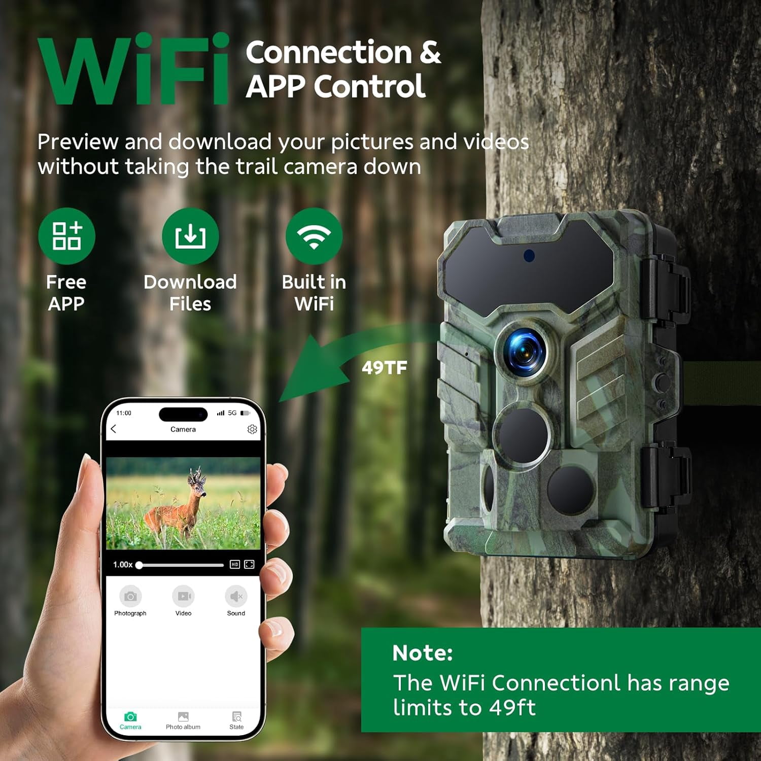 CAMPARK Trail Camera 1080P Deer Hunting Game Camera with Infrared Night Vision Fast Trigger Time Motion Activated Waterproof IP66 120° Wide Angel 2.4" LCD Trail Wildlife Camera