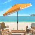 thumbnail image 2 of SAFAVIEH Milan Fringe 11' Market Crank Round Umbrella, Yellow/White, 2 of 6