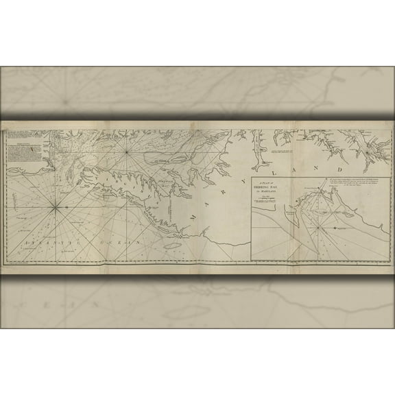 24"x36" Gallery Poster, map of Herring Bay in Maryland 1777
