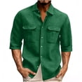 thumbnail image 2 of DAFPZW Mens Casual Waffleknit Shirt 3/4 Sleeve Button Down Collared Summer Shirts Loose Fit Hawaiian Beach Shirts with Pockets, 2 of 5