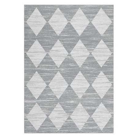 GlowSol 10 x13 Large Area Rug Modern Checkered Rug Geometric Distressed Trellis Rugs for Living Room Bedroom Gray