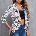 thumbnail image 5 of Lilgiuy Women's Suit Open Front Cardigan Jacket Daily Commute Office Half Sleeve Printed Blazers 2022 Fall Winter, 5 of 5