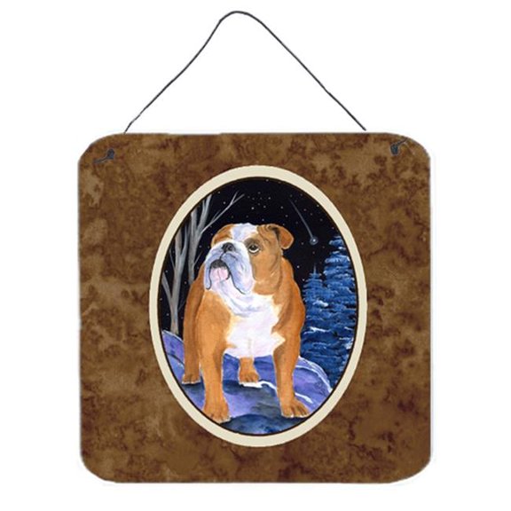 6 x 6 in. Starry Night English Bulldog Aluminium Metal Wall or Door Hanging Prints