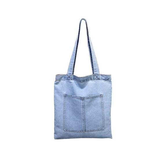 Sonducket Bolso de hombro de lona para mujer Bolso de compras de gran capacidad de mezclilla de estudiante Bolsas de mensajero y de hombro azul claro Tipo 1