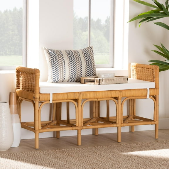 bali & pari Nairi Rattan BOHO Bench, Natural Brown