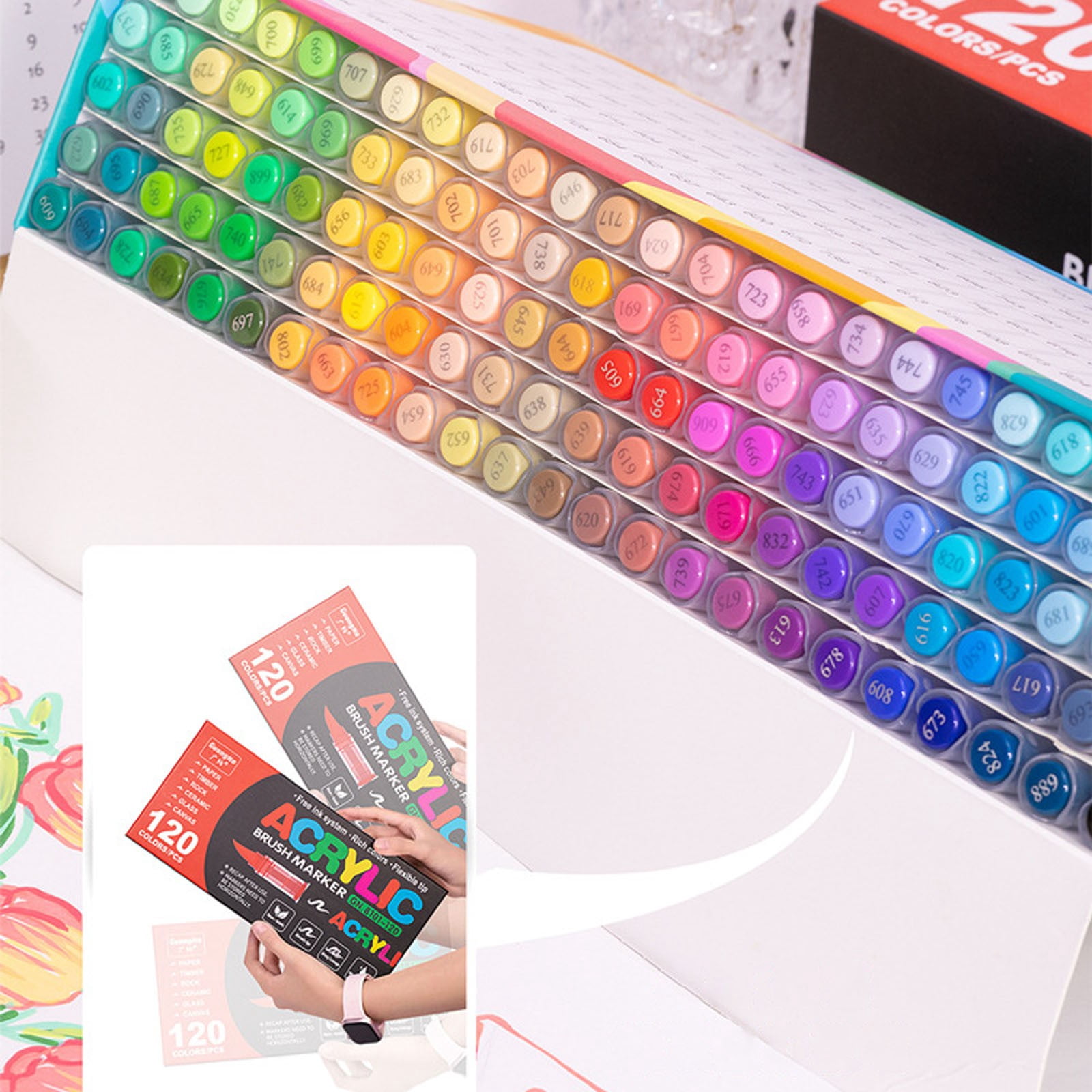 Stellaya Acrylic Markers For Coloring Books Stellaya Straight Liquid Acrylic Marker Acrylic Paint Markers Set For Adult Coloring Paint Pens Acrylic Markers Tip 2ML,24,multicolor