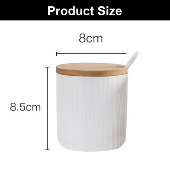 Don't sugar bowl ceramics, sugar bowl porcelain with wooden lid and porcelain spoon, retro sugar bowl small, suitable for coffee bar, kitchen and breakfas
