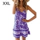thumbnail image 1 of Vestido corto sin mangas con estampado floral Vestido de verano con cuello en V para mujer, Morado, XXL seitruly AP002157-10, 1 of 5