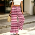 thumbnail image 5 of Sewkxo Womens Wide Leg Pants Drawstring Elastic High Waisted Ruffle Hem Palazzo Pants with Pockets,Vermilion S, 5 of 6