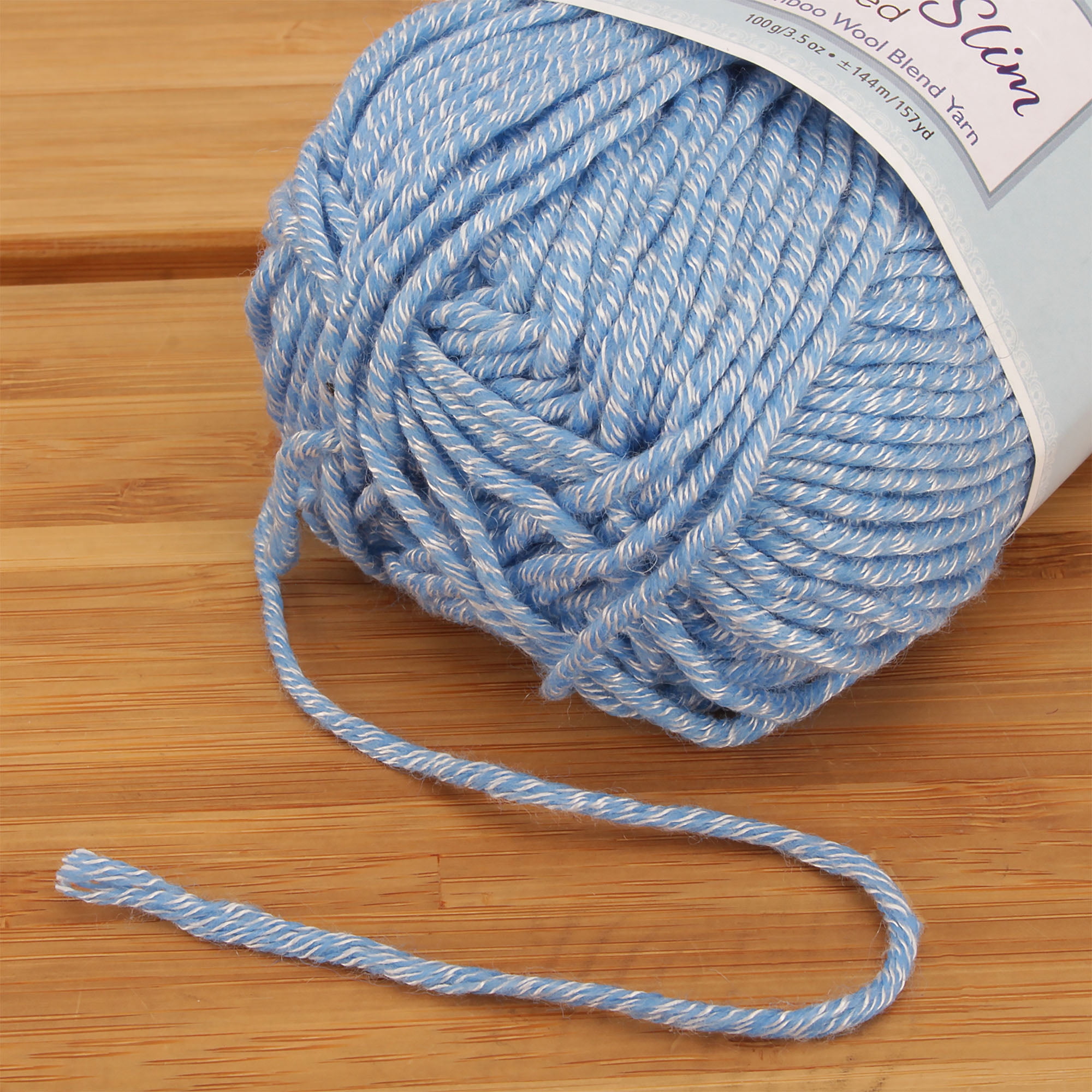 JubileeYarn Soft and Slim Worsted Yarn - Bamboo Wool Blend - Heather Sky - 100g/Skein - 4 Skeins