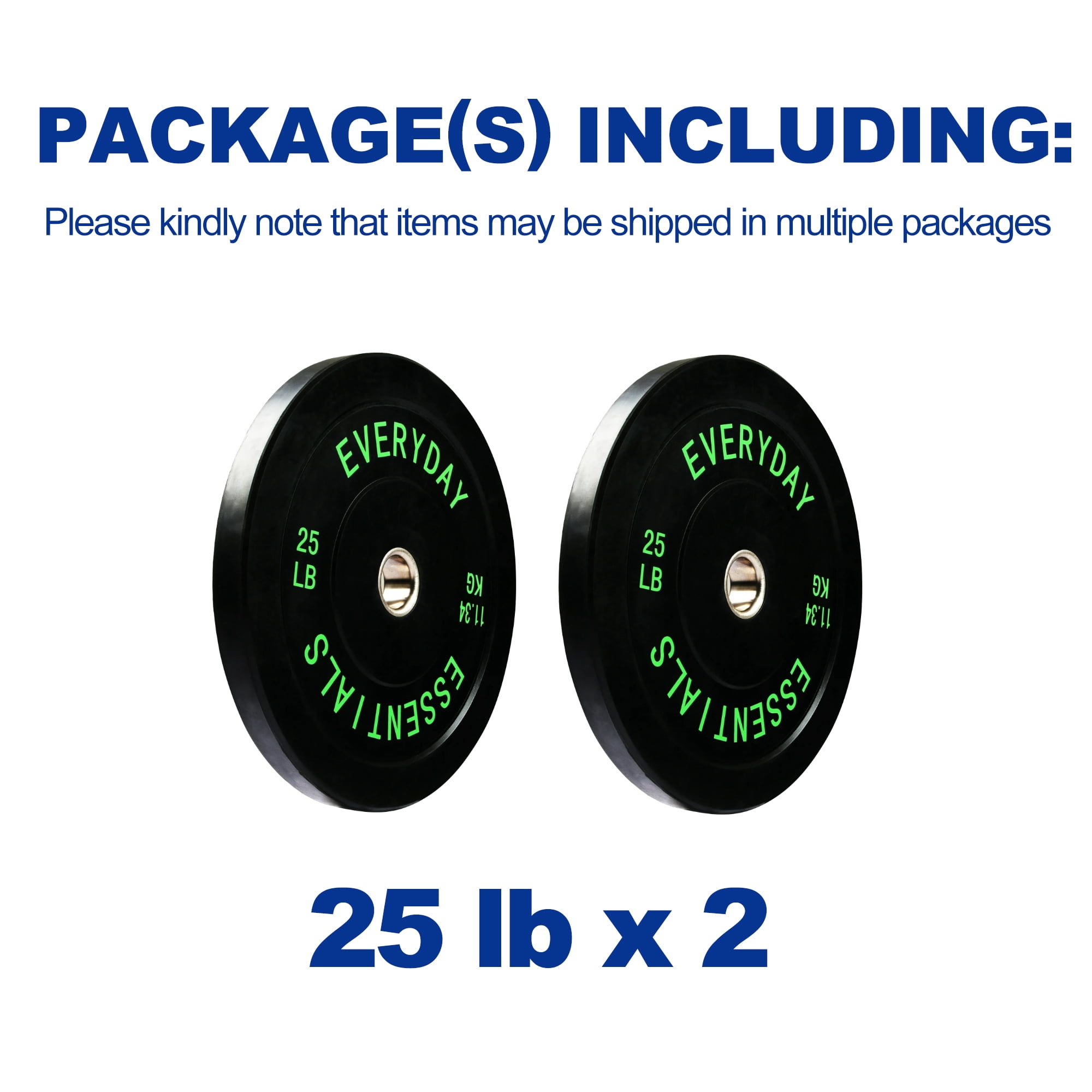 BalanceFrom Olympic Bumper Plate Weight Plate, 25 lbs Pair Black