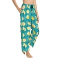 thumbnail image 2 of Naloa Lemon Blue Print Women’s Ultra-Soft Comfy Pajama Lounge Pants with Pockets & Drawstring, 2 of 8