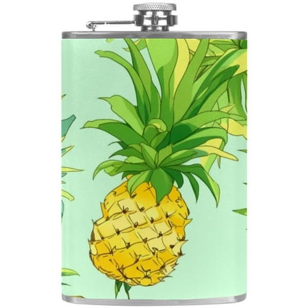 

josid Food Pattern 3.6x6in Stainless Steel Small Flask Leak-Proof Stainless Steel Construction Wrapped in Premium Two-Layer Leather Nano-Printed Design 227ml Capacity