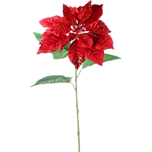 2PC 33" Red Poinsettia – Artificial Holiday Décor Flower, Christmas Faux Plant for Home, Wreaths & Centerpieces