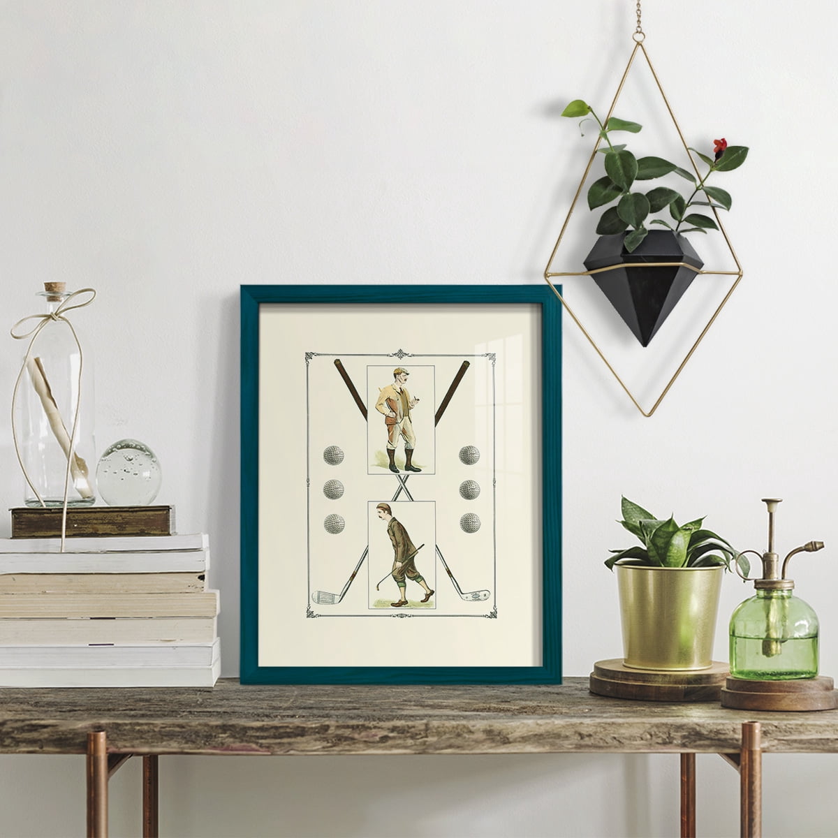 Golfers: H. Hutchinson & John Ball -Framed Print w/glass-Ocean Blue