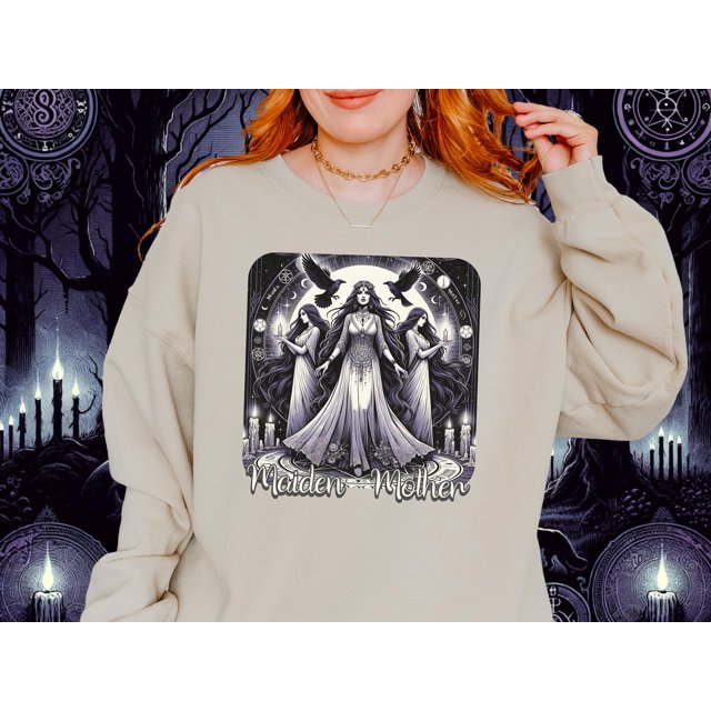 Hecate Goddess Sweatshirt - Perfect Witchy Gift for Wiccan Clothing Fans, Triple Goddess S - White - 3XL