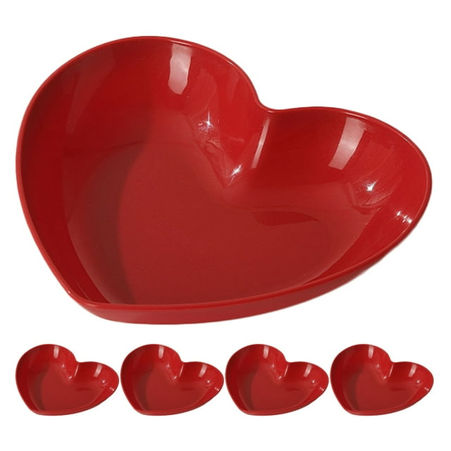 Bandeja de corazón de 5 piezas para aperitivos, reutilizable, para guardar frutas, para servir frutas, postres y uso doméstico.