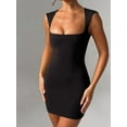 thumbnail image 2 of Women'S Summer Solid Color Wrap Short Dress Mini Dress Back Zipper Cocktail Party Dresses Black XL, 2 of 6