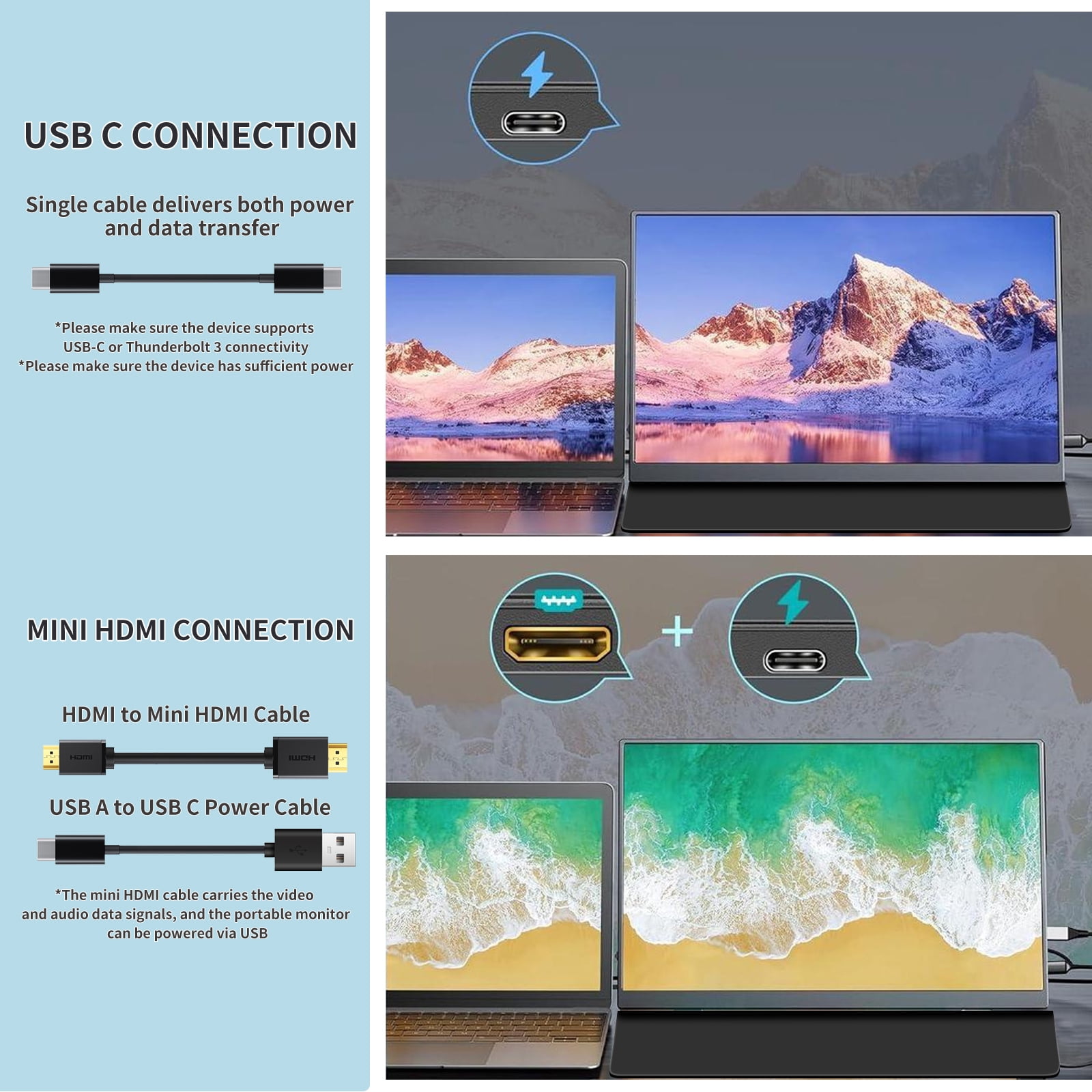REHISK 18 inch Portable monitor FHD 1080P 100HZ Gaming Monitor Adjustable Stand USB-C Mini HDMI External Monitor