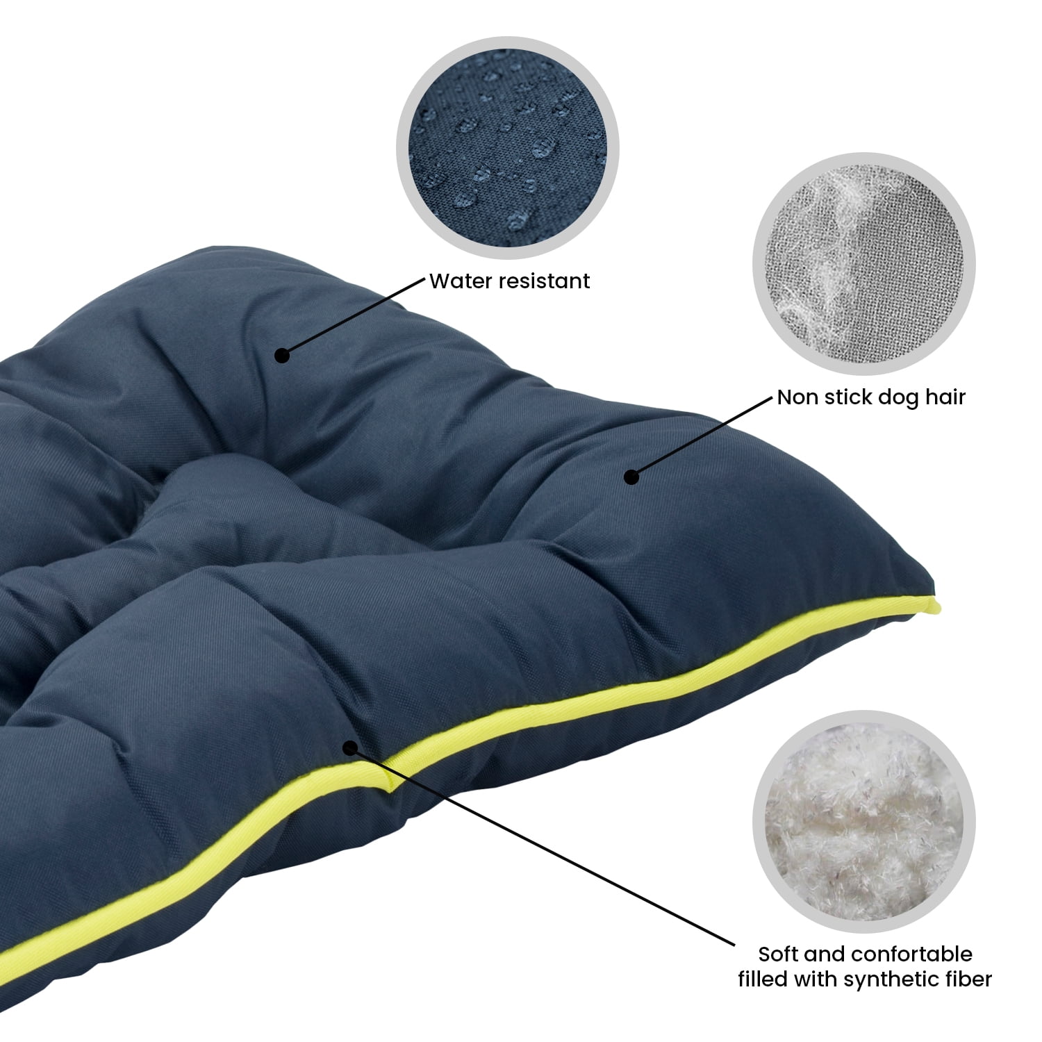 Precious Tails Co-Pilot Waterproof Dog Bed, Navy, Medium, 35"L x 23"W x 5.25"H