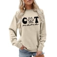 thumbnail image 3 of Cat Print Women's Sweatshirt Cat Mama Long Sleeve Crewneck Regular Fit Spring Cute Pullover Sweater, 3 of 5